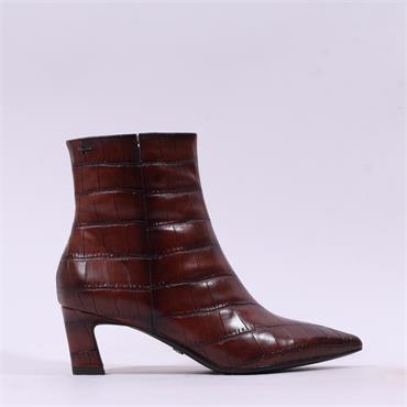 Tamaris Chaya Mid Heel Ankle Boot - Cognac Croc