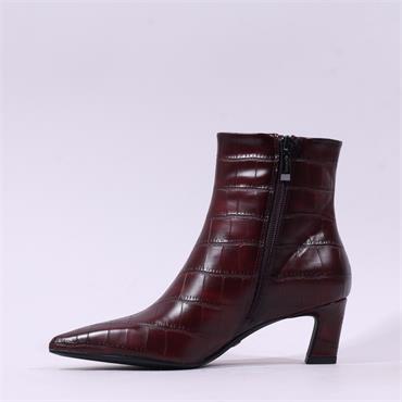 Tamaris Chaya Mid Heel Ankle Boot - Merlot Croc