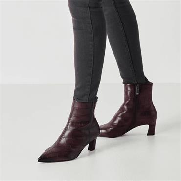 Tamaris Chaya Mid Heel Ankle Boot - Merlot Croc