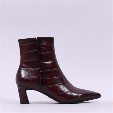 Tamaris Chaya Mid Heel Ankle Boot - Merlot Croc
