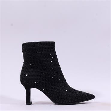 Tamaris Reyna Glam High Heel Ankle Boot - Black Sparkle