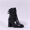 Tamaris Aspasia 2 Strap Block Heel Boot - Black Leather