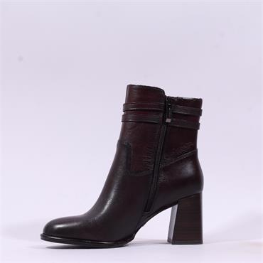 Tamaris Aspasia 2 Strap Block Heel Boot - Merlot