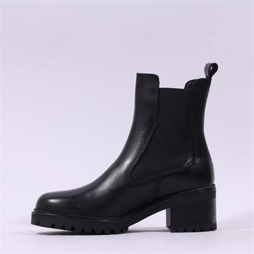Tamaris Lennon Block Heel Gusset Boot - Black Leather
