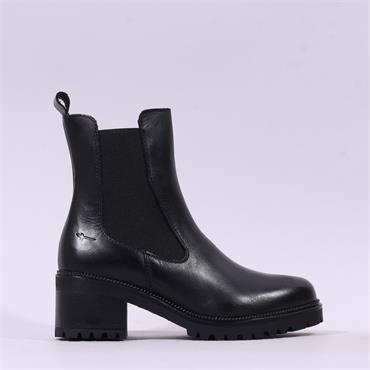 Tamaris Lennon Block Heel Gusset Boot - Black Leather