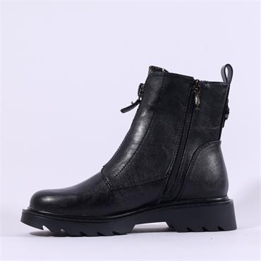 Tamaris Nelia Frontzip Snake Tongue Boot - Black Snake