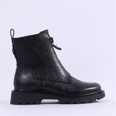 Tamaris Nelia Frontzip Snake Tongue Boot - Black Snake