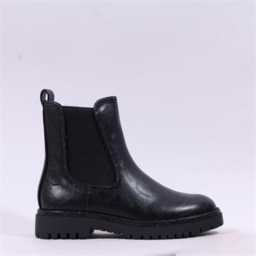 Tamaris Sabrina Pull On Gusset Boot - Black Sparkle