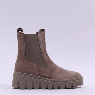 Tamaris Cobina Wedge Gusset Boot - Taupe