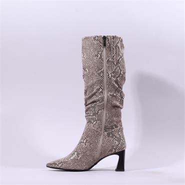 Tamaris Aquila Pointed Knee High Boot - Beige Snake