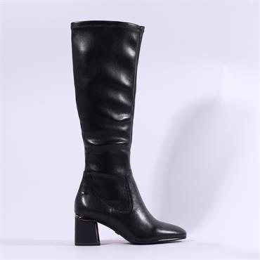Tamaris Zoi Metallic Heel Long Boot - Black