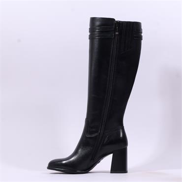 Tamaris Aspasia Heel 2 Strap Long Boot - Black Leather