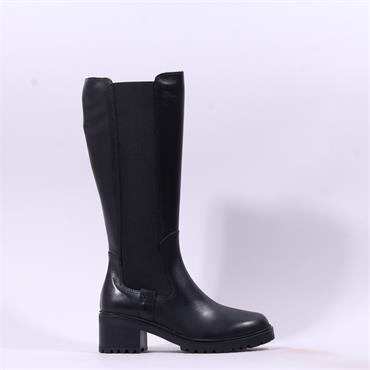 Tamaris Lennon Long Gusset Boot - Black Leather