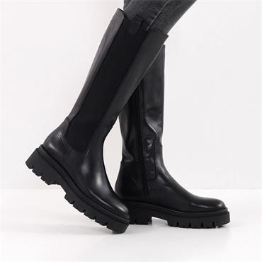 Tamaris Canado Knee High Long Gusset - Black Leather