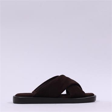 Tamaris Pilar Cross Strap Mule - Mocha Suede