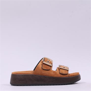 Tamaris Amelie Chunky Buckle Sandal - Cognac