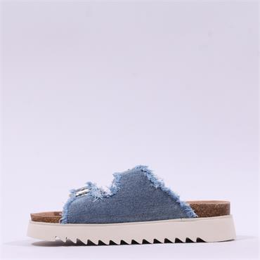 Tamaris Ada Frilled Chunky Buckle Sandal - Denim