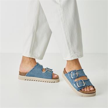 Tamaris Ada Frilled Chunky Buckle Sandal - Denim