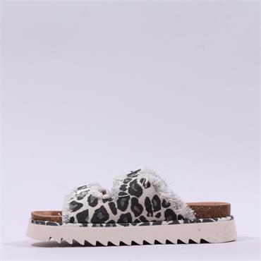 Tamaris Ada Frilled Chunky Buckle Sandal - Leopard Print