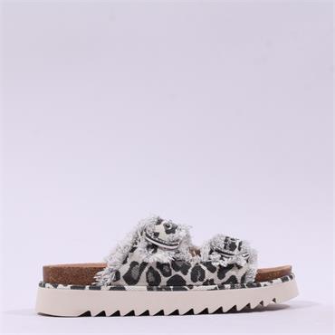 Tamaris Ada Frilled Chunky Buckle Sandal - Leopard Print