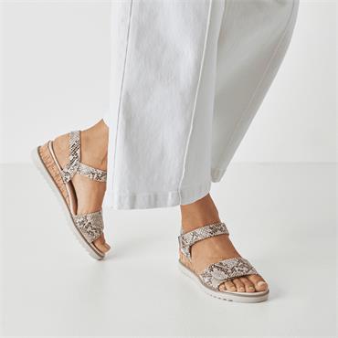 Tamaris Nirmala Slingback Wedge Sandal - Beige Snake