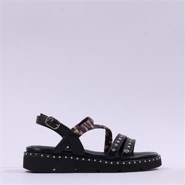Tamaris Ronni Strappy Stud Sandal - Black Leopard