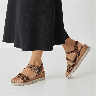 Tamaris Michi Ring Buckle Wedge Sandal - Leopard Print