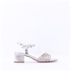 Tamaris Koli Strappy Low Block Heel Sand - Silver