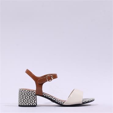 Tamaris Koli Low Block Heel Sandal - Ivory Combi