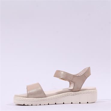 Tamaris Mia Low Wedge Velcro Sandal - Champagne