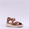 Tamaris Mia Low Wedge Velcro Sandal - Cognac Leather