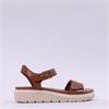 Tamaris Mia Low Wedge Velcro Sandal - Cognac Leather