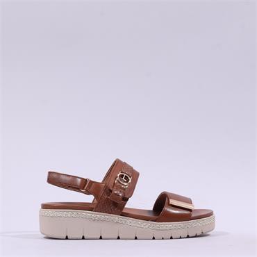 Tamaris Karlie Twin Strap Wedge Sandal - Cognac Leather