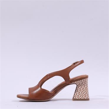 Tamaris Ambada Peeptoe Mid Heel Sandal - Cognac