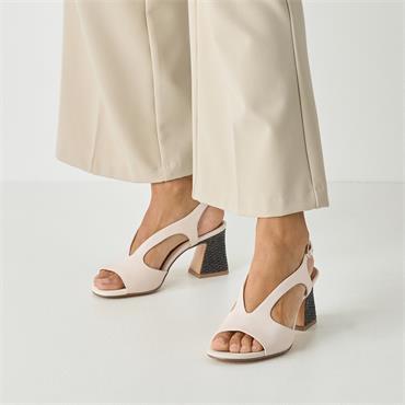 Tamaris Ambada Peeptoe Mid Heel Sandal - Ivory Combi