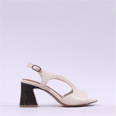 Tamaris Ambada Peeptoe Mid Heel Sandal - Ivory Combi