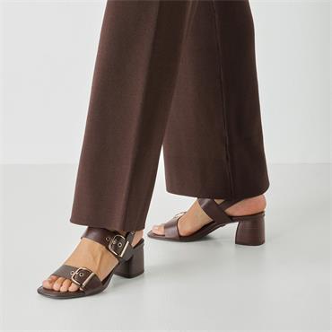 Tamaris Giliane Buckle Strap Block Heel - Mocca