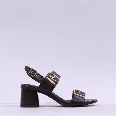 Tamaris Giliane Buckle Strap Block Heel - Mocca