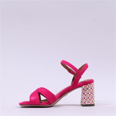 Tamaris Shanaia Print Heel Sandal - Fuchsia Combi