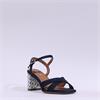Tamaris Shanaia Print Heel Sandal - Navy Combi