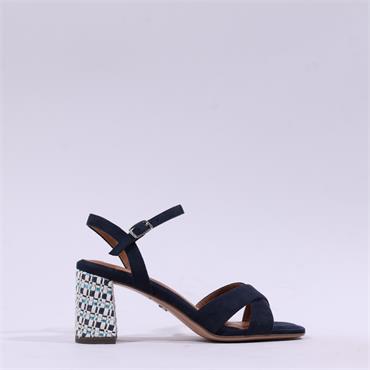 Tamaris Shanaia Print Heel Sandal - Navy Combi