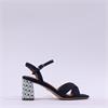 Tamaris Shanaia Print Heel Sandal - Navy Combi