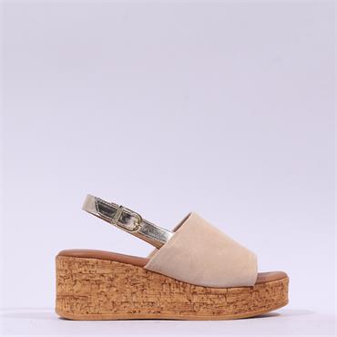 Tamaris Santini Cork Platform Slingback - Beige