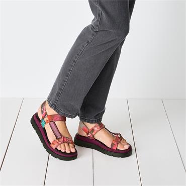 Tamaris Coneflower T Bar Platform Sandal - Dark Pink