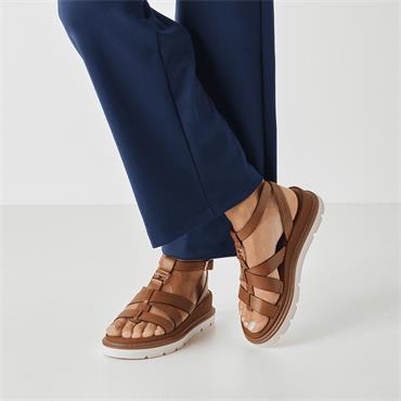 Tamaris Marguerite Strappy Wedge Sandal - Cognac