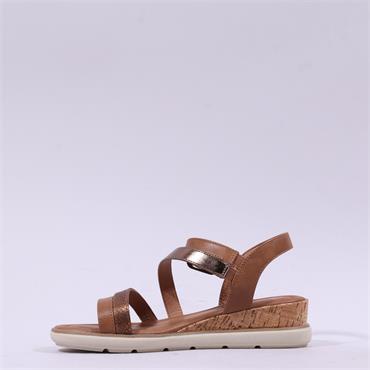 Tamaris Nirmala Strappy Wedge Sandal - Cognac