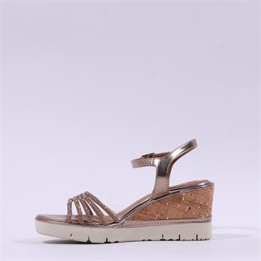 Tamaris Jette Cork Wedge Heel Sandal - Bronze