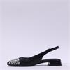 Tamaris Catalina Low Toe Cap Slingback - Black Snake