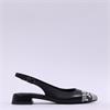 Tamaris Catalina Low Toe Cap Slingback - Black Snake