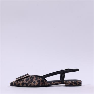 Tamaris Abril Brooch Low Slingback - Leopard Print